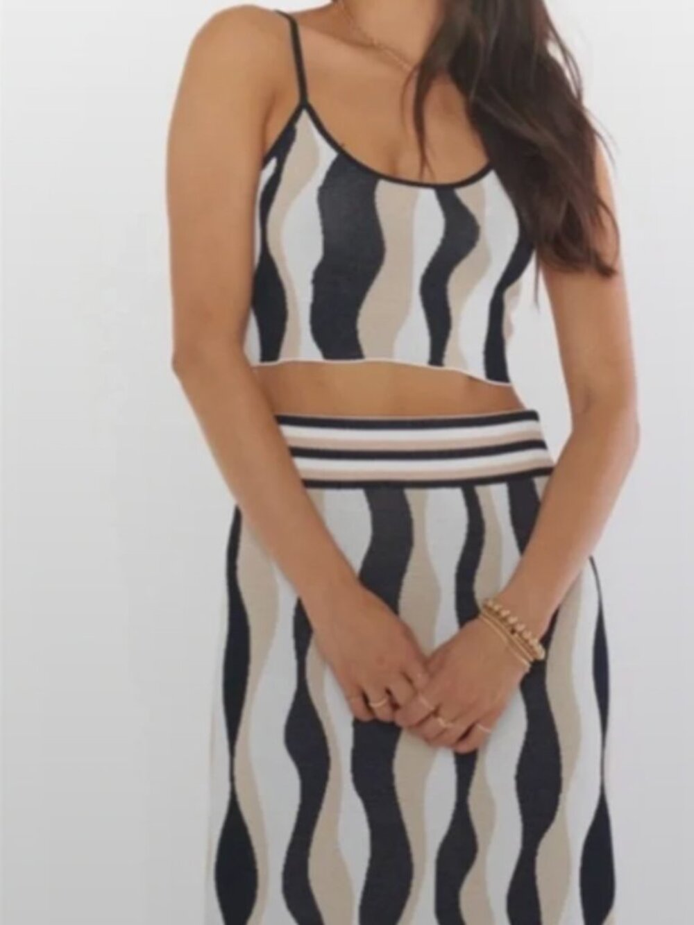 Show Me Your MuMu Black and White Striped Midi Skirt